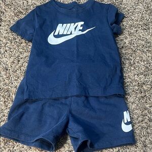 Nike Navy and White Logo Tee + Shorts Set